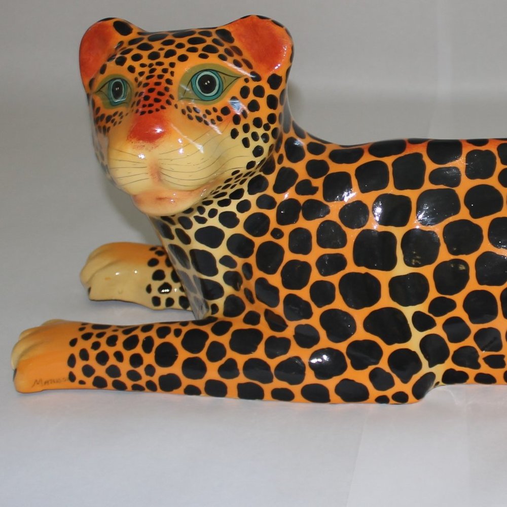 Vintage Hand Made Papier Mache Leopard